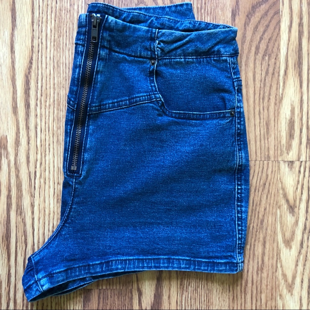 BDG Denim High Waist Zip Front Shorts